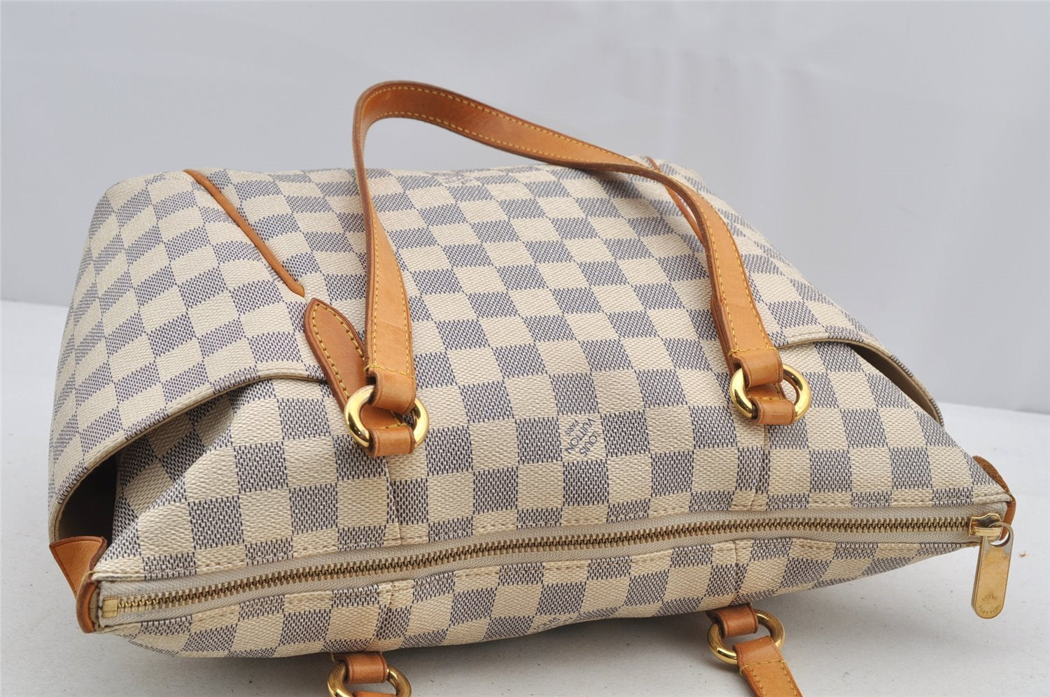 Authentic Louis Vuitton Damier Azur Totally PM Tote Bag White N41280 LV 6915I