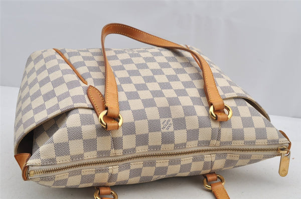 Authentic Louis Vuitton Damier Azur Totally PM Tote Bag White N41280 LV 6915I