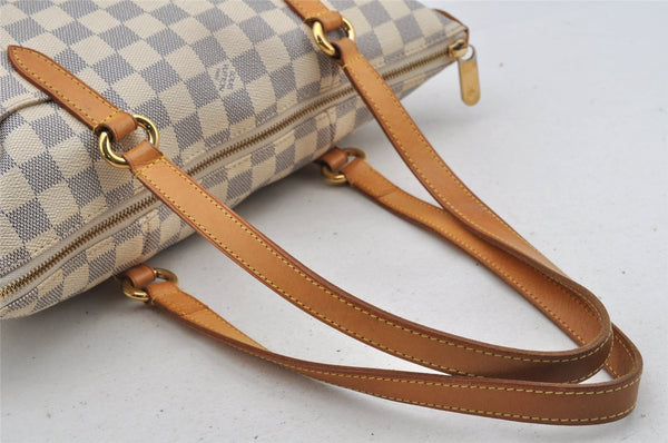 Authentic Louis Vuitton Damier Azur Totally PM Tote Bag White N41280 LV 6915I