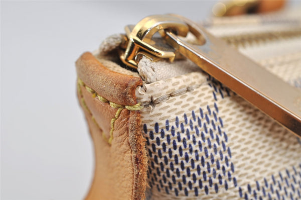 Authentic Louis Vuitton Damier Azur Totally PM Tote Bag White N41280 LV 6915I