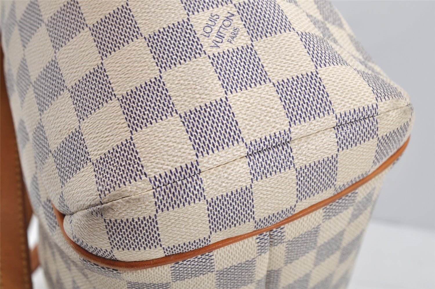 Authentic Louis Vuitton Damier Azur Totally PM Tote Bag White N41280 LV 6915I