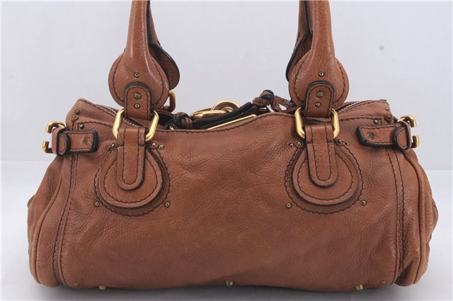 Authentic Chloe Paddington Leather Shoulder Hand Bag Purse Brown 6917D