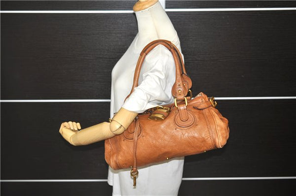 Authentic Chloe Paddington Leather Shoulder Hand Bag Purse Brown 6917D