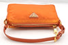 Authentic PRADA Nylon Tessuto Saffiano Leather Hand Bag Pouch Purse Orange 6919I