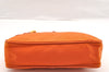 Authentic PRADA Nylon Tessuto Saffiano Leather Hand Bag Pouch Purse Orange 6919I