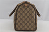 Authentic GUCCI Web Sherry Line Hand Boston Bag GG PVC Leather Brown Junk 6920I