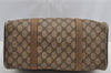 Authentic GUCCI Web Sherry Line Hand Boston Bag GG PVC Leather Brown Junk 6920I