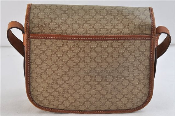 Authentic CELINE Macadam Blason Shoulder Cross Body Bag PVC Leather Beige 6922C