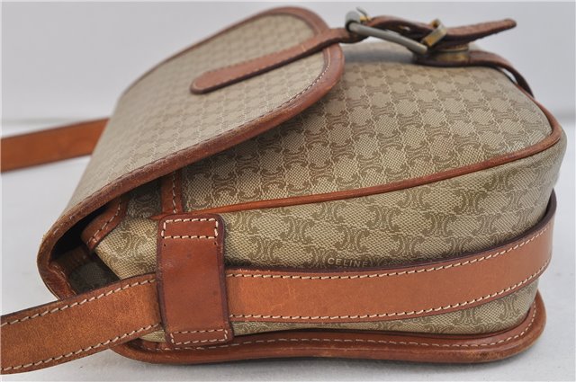 Authentic CELINE Macadam Blason Shoulder Cross Body Bag PVC Leather Beige 6922C