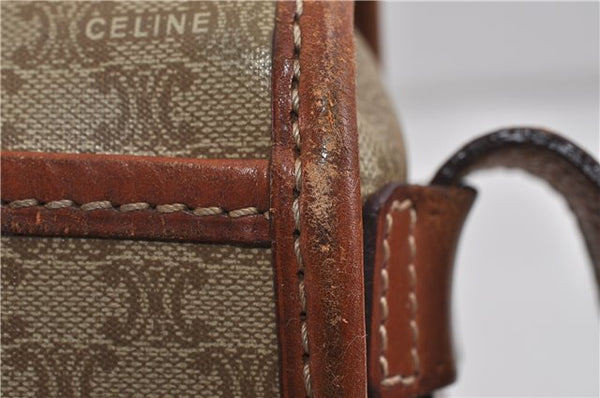 Authentic CELINE Macadam Blason Shoulder Cross Body Bag PVC Leather Beige 6922C