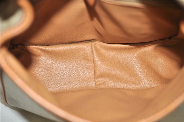 Authentic CELINE Macadam Blason Shoulder Cross Body Bag PVC Leather Beige 6922C