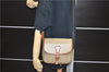 Authentic CELINE Macadam Blason Shoulder Cross Body Bag PVC Leather Beige 6922C