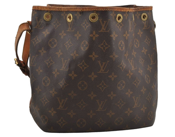 Authentic Louis Vuitton Monogram Petit Noe M42226 Shoulder Drawstring Bag 6928I