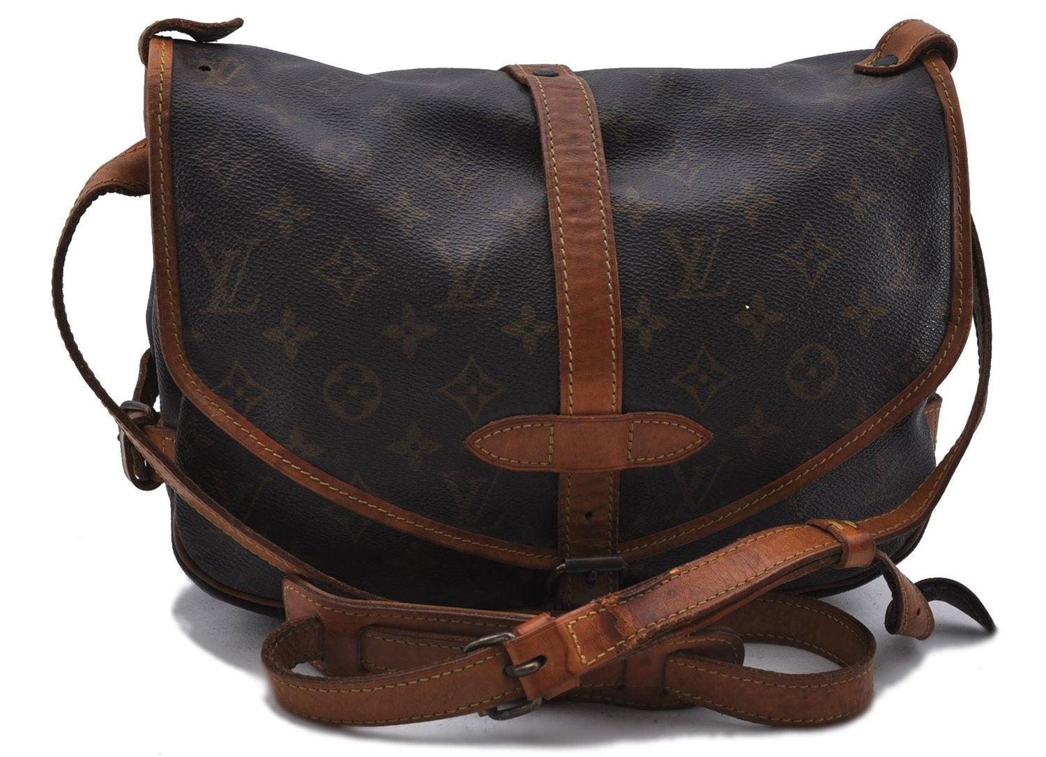 Auth LOUIS VUITTON Monogram Saumur 30 Shoulder Cross Body Bag M42256 Junk 6931C