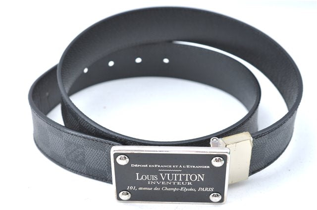 Louis Vuitton Damier Graphite Ceinture Inventeur Belt Black 37.4