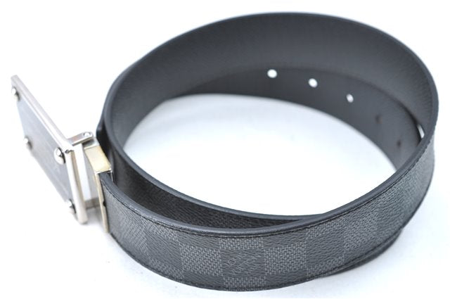 Louis Vuitton Damier Graphite Ceinture Inventeur Belt Black 37.4