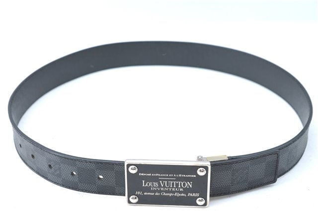 Louis Vuitton Damier Graphite Ceinture Inventeur Belt Black 37.4