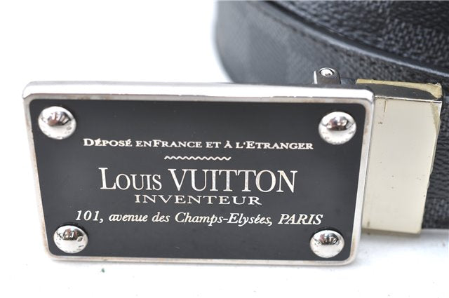 Louis Vuitton Damier Graphite Ceinture Inventeur Belt Black 37.4