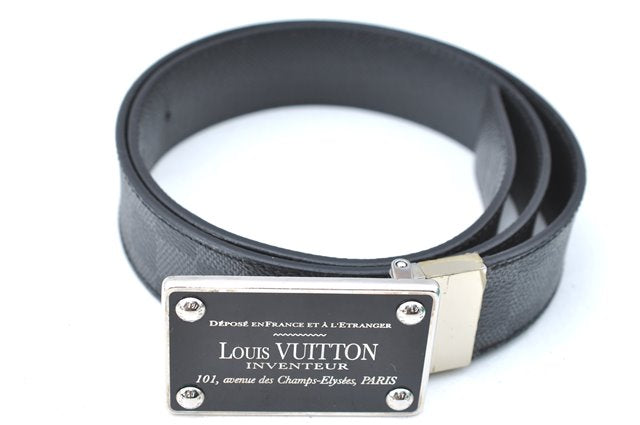 Louis Vuitton Damier Graphite Ceinture Inventeur Belt Black 37.4