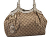 Authentic GUCCI Sukey Shoulder Tote Bag GG Canvas Leather 211944 Brown 6940I