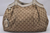 Authentic GUCCI Sukey Shoulder Tote Bag GG Canvas Leather 211944 Brown 6940I