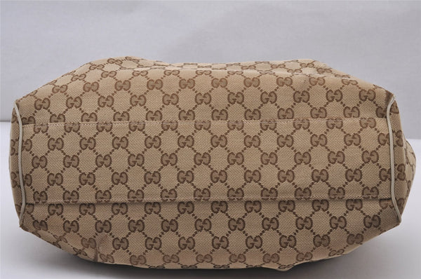 Authentic GUCCI Sukey Shoulder Tote Bag GG Canvas Leather 211944 Brown 6940I