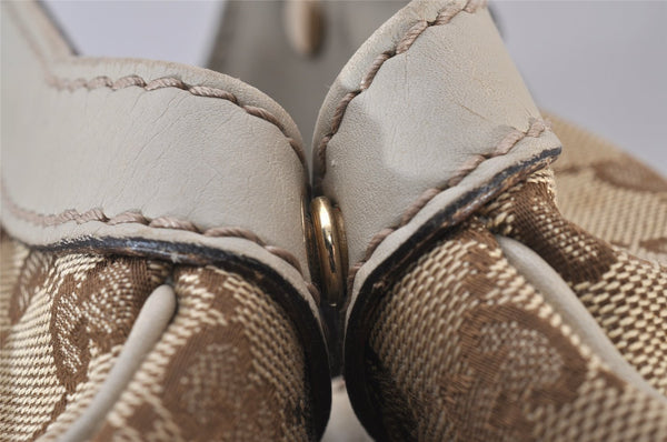 Authentic GUCCI Sukey Shoulder Tote Bag GG Canvas Leather 211944 Brown 6940I