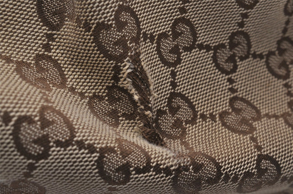 Authentic GUCCI Sukey Shoulder Tote Bag GG Canvas Leather 211944 Brown 6940I