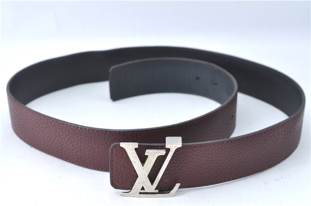 Louis Vuitton Leather Belt Ceinture LV Initial 34.1-38.2