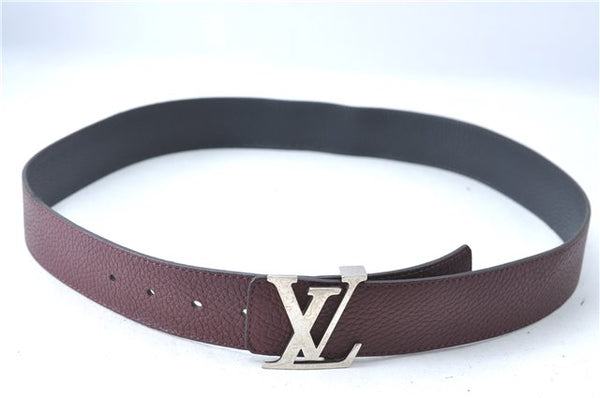 Louis Vuitton Leather Belt Ceinture LV Initial 34.1-38.2" M9152 Bordeaux 6941B