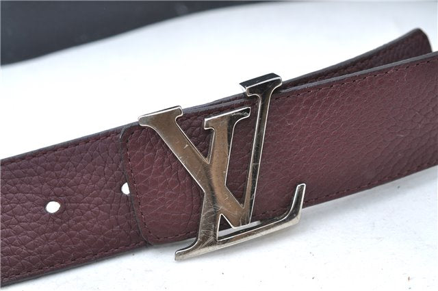 Louis Vuitton Leather Belt Ceinture LV Initial 34.1-38.2