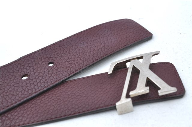 Louis Vuitton Leather Belt Ceinture LV Initial 34.1-38.2