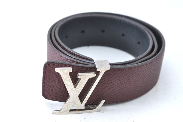 Louis Vuitton Leather Belt Ceinture LV Initial 34.1-38.2