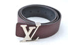 Louis Vuitton Leather Belt Ceinture LV Initial 34.1-38.2" M9152 Bordeaux 6941B