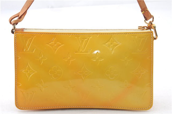 Authentic LOUIS VUITTON Vernis Lexington Hand Bag Pouch Yellow M91058 LV 6941C