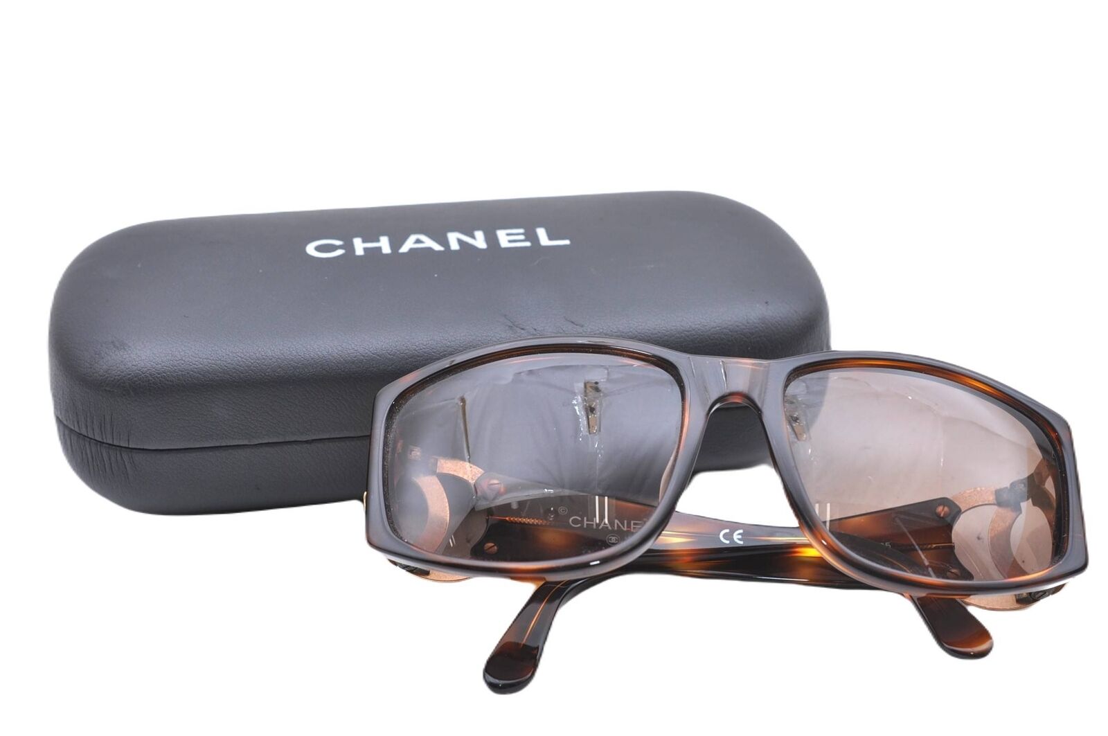 Authentic CHANEL Sunglasses Tortoise Shell CoCo Mark 02461 Brown Gold Junk 6942B