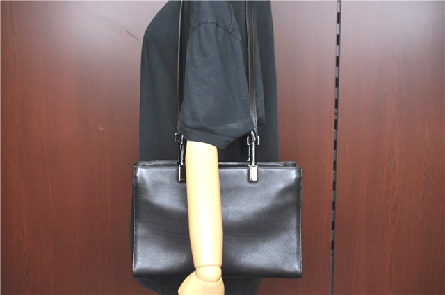 Authentic GUCCI Bamboo 2way Hand Shoulder Bag Purse Leather 0021035 Black 6945C