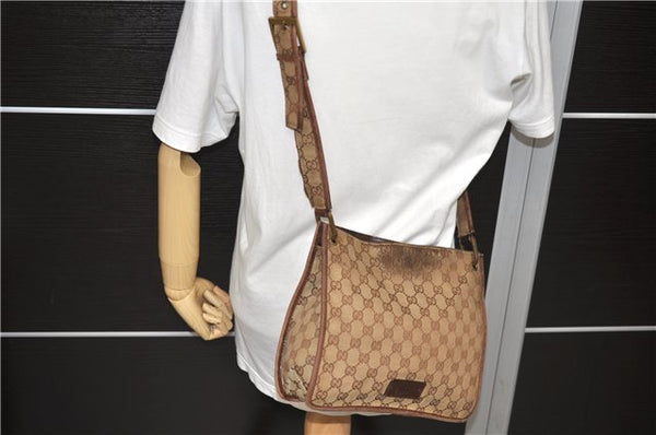 Authentic GUCCI Shoulder Cross Body Bag GG Canvas Leather 91762 Brown 6946C