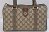 Authentic GUCCI Web Sherry Line Hand Boston Bag Purse GG PVC Leather Brown 6947C