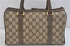 Authentic GUCCI Web Sherry Line Hand Boston Bag Purse GG PVC Leather Brown 6947C