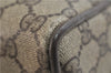 Authentic GUCCI Web Sherry Line Hand Boston Bag Purse GG PVC Leather Brown 6947C