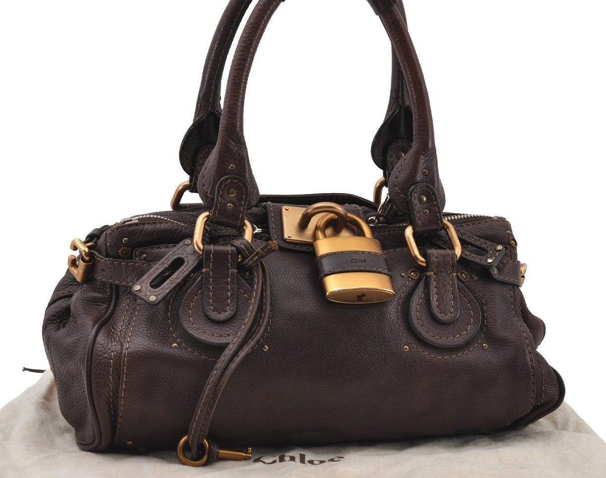 Authentic Chloe Paddington Vintage Leather Shoulder Hand Bag Purse Brown 6949I