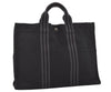 Authentic HERMES Fourre Tout MM Vintage Hand Tote Bag Canvas Black 6952I