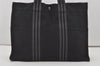 Authentic HERMES Fourre Tout MM Vintage Hand Tote Bag Canvas Black 6952I