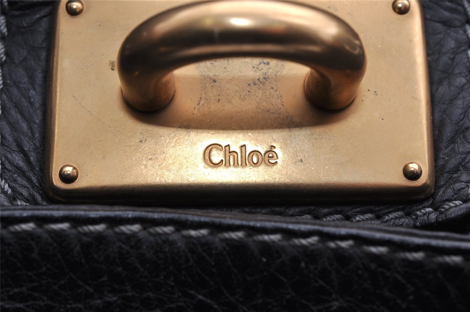 Authentic Chloe Paddington Vintage Leather Shoulder Hand Bag Purse Black 6958I