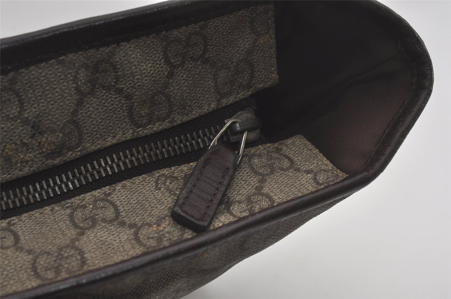 Authentic GUCCI Vintage Shoulder Tote Bag GG PVC Leather 181084 Brown 6962I