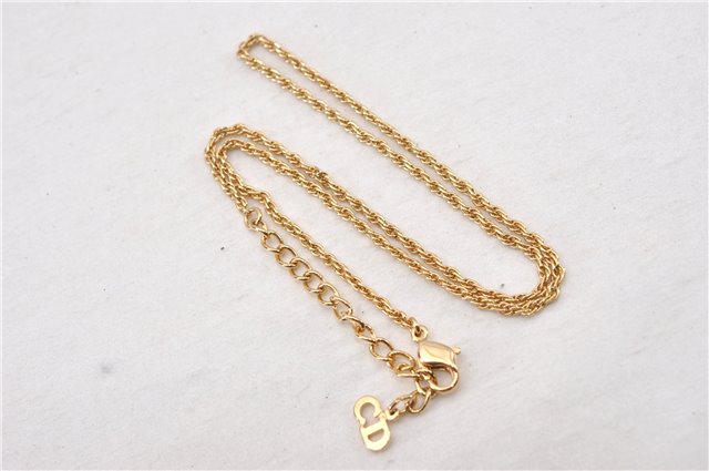 Authentic Christian Dior Gold Tone Chain Pendant Necklace CD 6963F