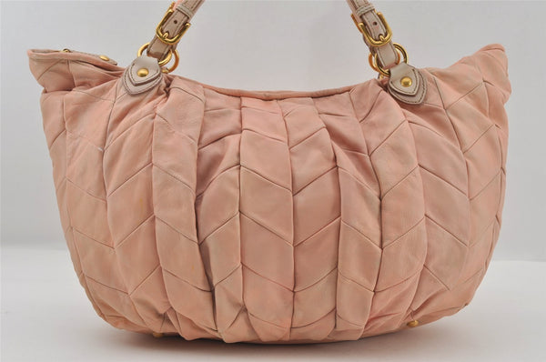 Authentic MIU MIU Vintage Leather 2Way Shoulder Hand Tote Bag Pink 6965I