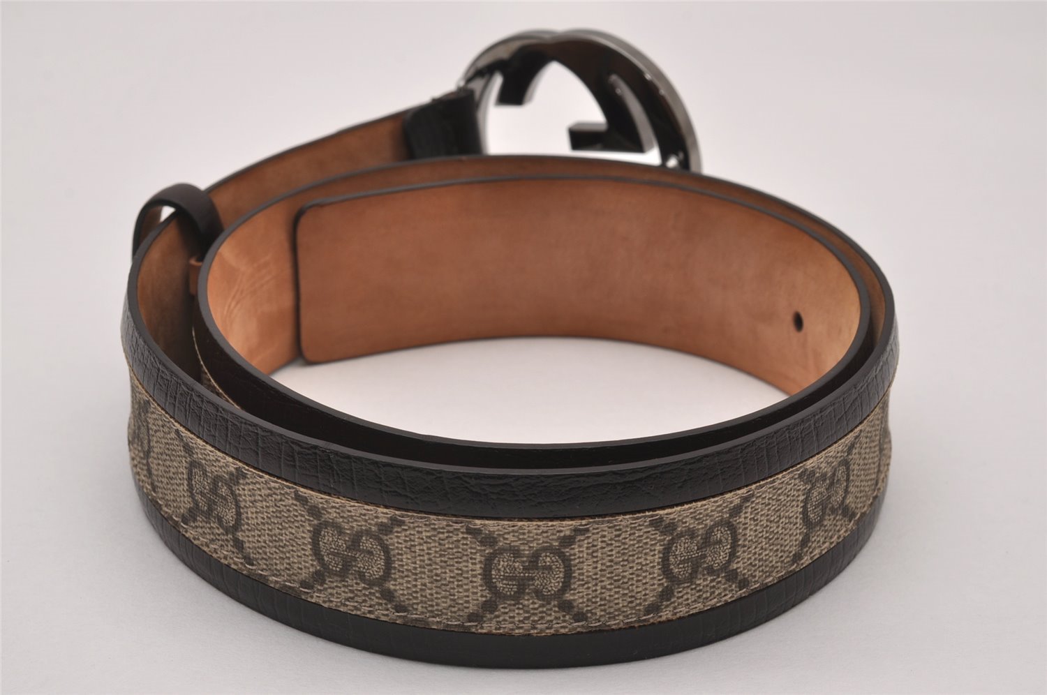 Auth GUCCI Interlocking G Belt GG PVC Leather 85cm 33.5