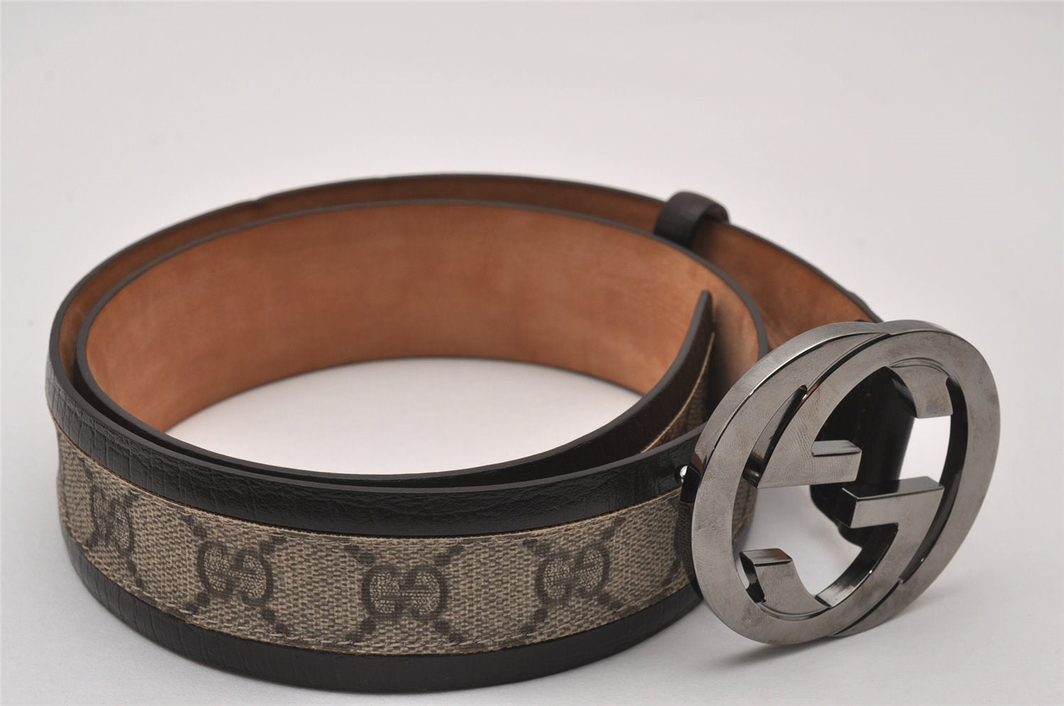 Auth GUCCI Interlocking G Belt GG PVC Leather 85cm 33.5